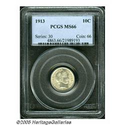 1913 10C MS66 PCGS. Sharply struck and highly lus