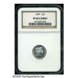 1897 10C PR66 Cameo NGC. A sparkling, deeply mirr