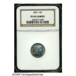 1899 10C PR63 Cameo NGC. Slender bands of rich ro