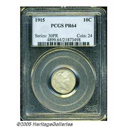 1915 10C PR64 PCGS. Blended honey and cream-gray 