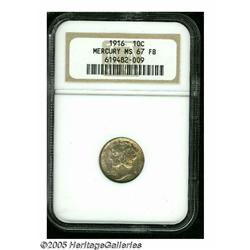 1916 10C MS67 Full Bands NGC. Dappled apricot and