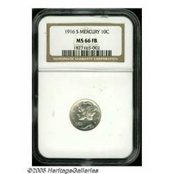 1916-S 10C MS66 Full Bands NGC. A suitably struck