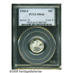 1918-S 10C MS66 PCGS. Like its D-mint counterpart