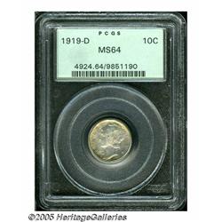 1919-D 10C MS64 PCGS. Only a partial split is see
