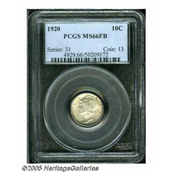 1920 10C MS66 Full Bands PCGS. Superior luster ch
