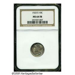 1925-S 10C MS64 Full Bands NGC. Very scarce with 