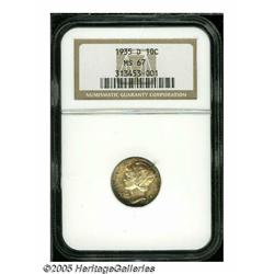 1935-D 10C MS67 NGC. Light honey, mauve, and ocea