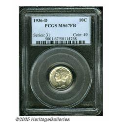 1936-D 10C MS67 Full Bands PCGS. A lightly toned 