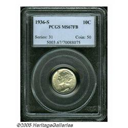 1936-S 10C MS67 Full Bands PCGS. A lustrous, ligh