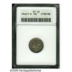 1942/1-D 10C XF40 ANACS. Light wear is evident ov