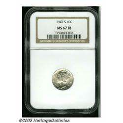 1942-S 10C MS67 Full Bands NGC. Large S. A lustro