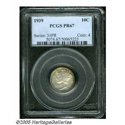 1939 10C PR67 PCGS. Iridescent russet patina hugs