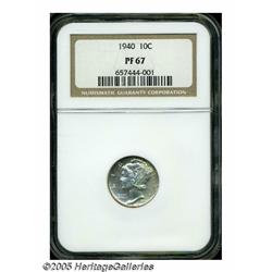 1940 10C PR67 NGC. Light streaks of walnut-brown 