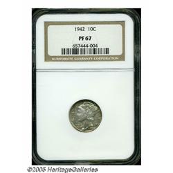 1942 10C PR67 NGC. Lightly toned in golden-gray h