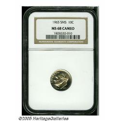 1965 10C SMS MS68 Cameo NGC. A brilliant and cris