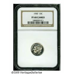 1950 10C PR68 Cameo NGC. This is an unusually fro