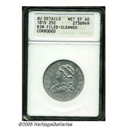 1815 25C --Rim Filed, Cleaned, Corroded--ANACS. A