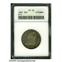 1821 25C XF45 ANACS. B-4, R.2. A bright and bold 