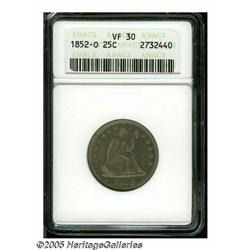 1852-O 25C VF30 ANACS. The faintly granular surfa