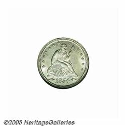 1854 25C Arrows MS64 NGC. This near-Gem Arrows, N