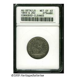 1859-S 25C --Corroded, Cleaned--ANACS. AU Details