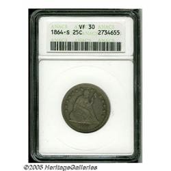 1864-S 25C VF30 ANACS. In a series replete with r