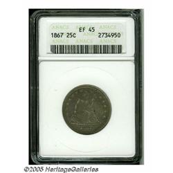 1867 25C XF45 ANACS. Only 20,000 business strikes