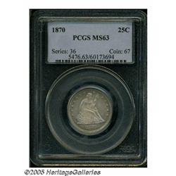 1870 25C MS63 PCGS. The obverse of this example h