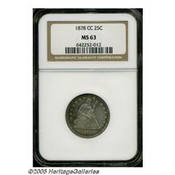 1878-CC 25C MS63 NGC. Fully brilliant with reflec