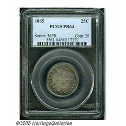 1865 25C PR64 PCGS. Intricately detailed with, gl