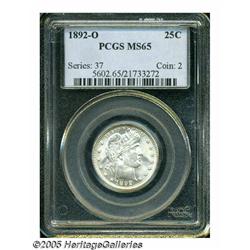 1892-O 25C MS65 PCGS. Type One Reverse. Sharply s