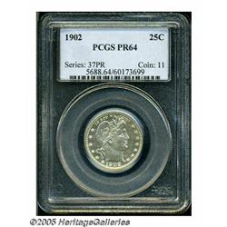 1902 25C PR64 PCGS. A sharply struck Proof with b
