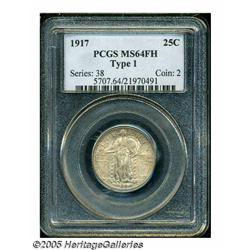 1917 25C Type One MS64 Full Head PCGS. Fully stru