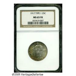 1917 25C Type One MS65 Full Head NGC. Reddish-gol