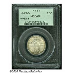 1917-D 25C Type One MS64 Full Head PCGS. This lus