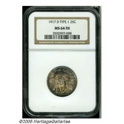 1917-D 25C Type One MS64 Full Head NGC. Fully lus