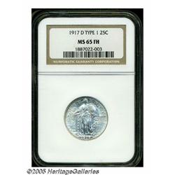 1917-D 25C Type One MS65 Full Head NGC. A brillia