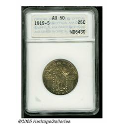 1919-S 25C AU50 ANACS. This is a scarce date that