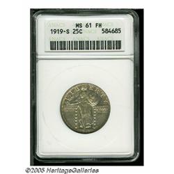 1919-S 25C MS61 Full Head ANACS. Semi-bright silv