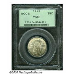 1920-S 25C MS64 PCGS. A decent strike, the tops o
