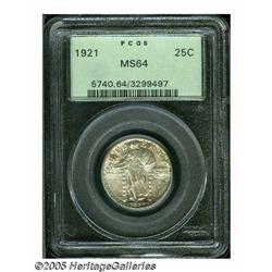 1921 25C MS64 PCGS. Freckles of golden-brown toni
