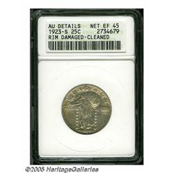 1923-S 25C --Rim Damage, Cleaned--ANACS. AU Detai