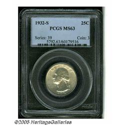 1932-S 25C MS63 PCGS. This key date Washington qu