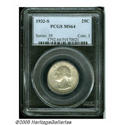 1932-S 25C MS64 PCGS. This lustrous key-issue exa