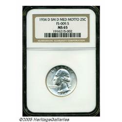 1934-D 25C Heavy Motto MS65 NGC. FS-009.5. Small 