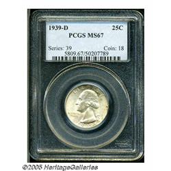 1939-D 25C MS67 PCGS. Fully lustrous surfaces rev