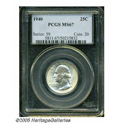 1940 25C MS67 PCGS. Highly lustrous surfaces disp
