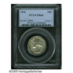 1936 25C PR66 PCGS. The hazy golden-brown surface