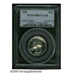 1952 25C PR67 Cameo PCGS. Mostly brilliant and cl