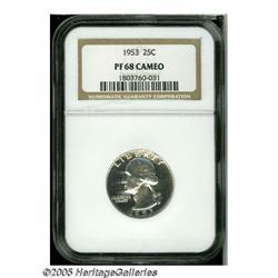 1953 25C PR68 Cameo NGC. A beautiful proof Quarte